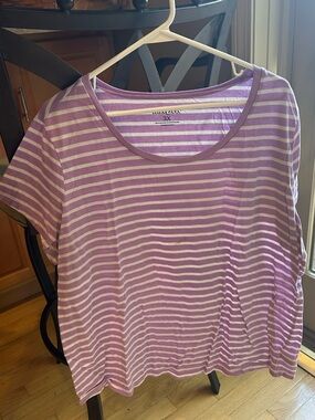 Mix & Co. 3X Lavender + White Striped Tee